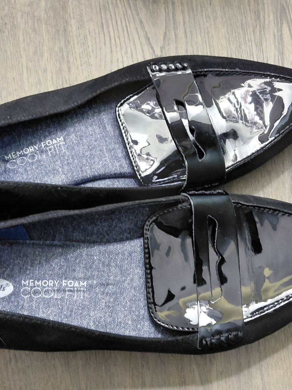 Memory Foam Black Patent Loafers for Men